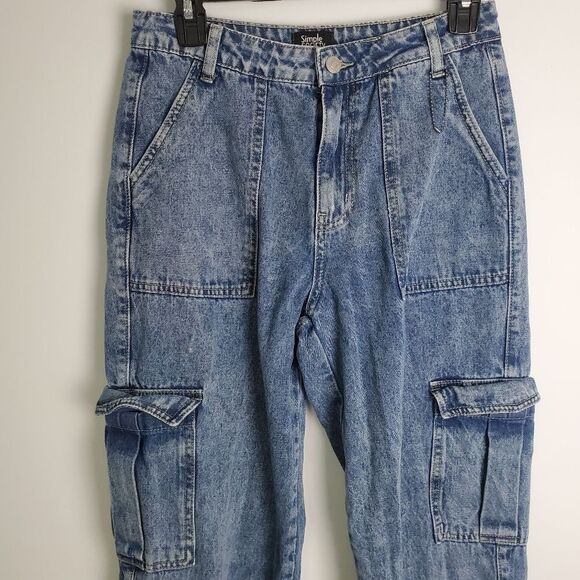 Simple Society Denim Cargo Jeans, Size 7/28 - Picture 3 of 8